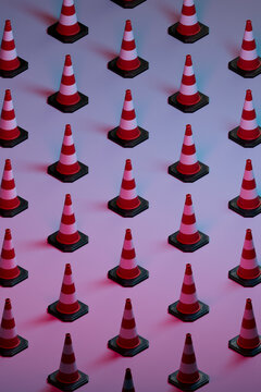 pattern of many traffic cones