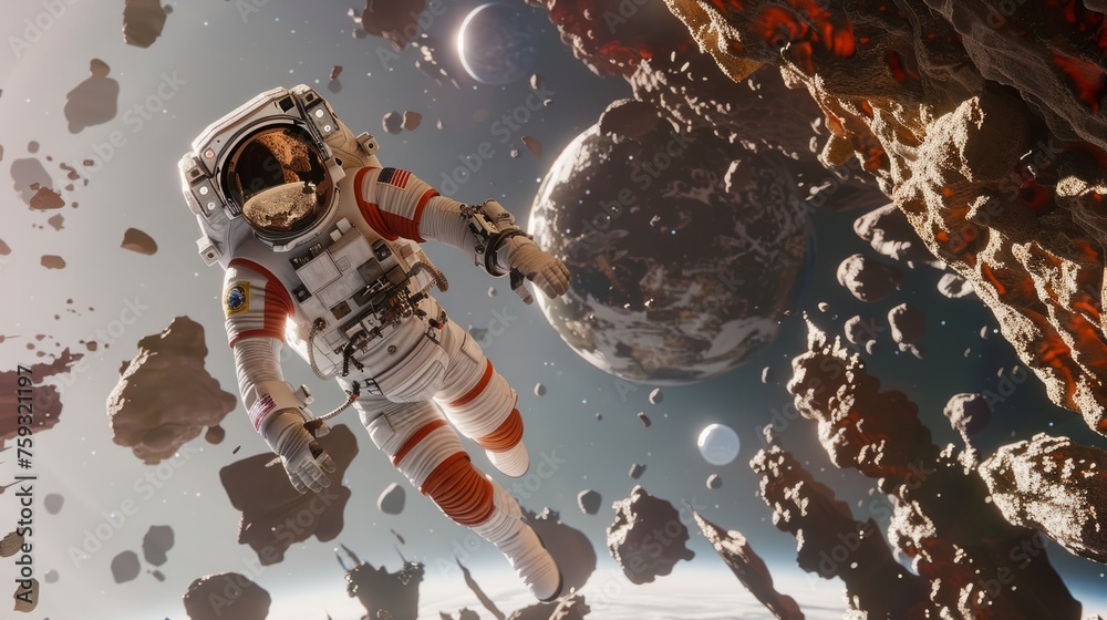 Wall mural astronaut in orbit generative ai