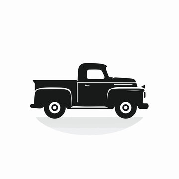 Vintage Pickup Truck Logo Monochrome Design Style 