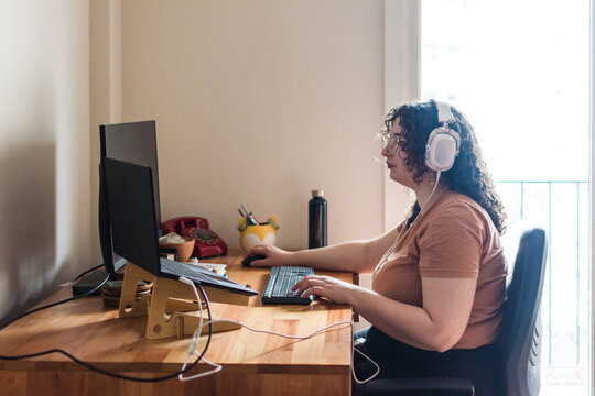 Woman in STEM working from home