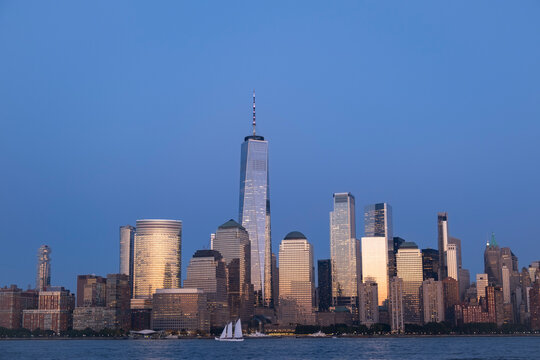 New York City skyline sunset 
