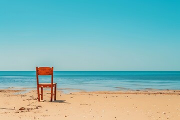 Empty chairs are on the coast with beautiful sea water background