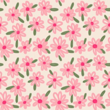 Spring dasies flowers seamless pattern illustration
