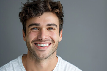 Fototapeta premium A man with a beard is smiling for the camera