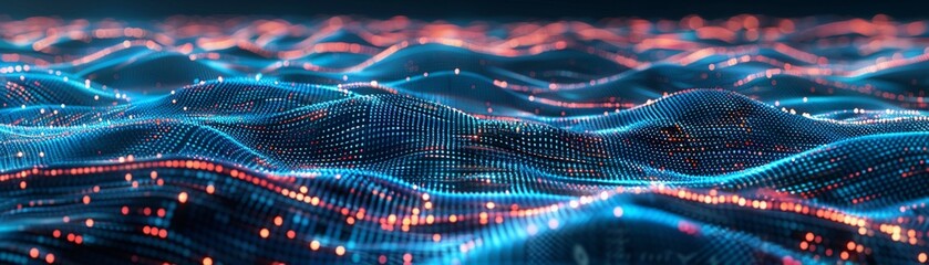 A Cyber big data flow. Blockchain data fields. Network line connect stream. Concept of AI technology - obrazy, fototapety, plakaty