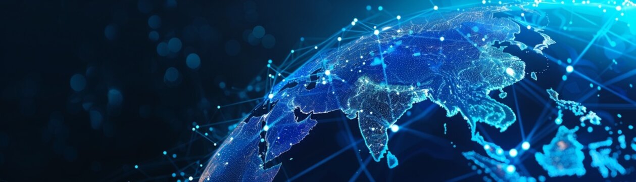 A Digital map of Asia concept of global network and connectivity