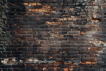 Worn brick wall with stains
