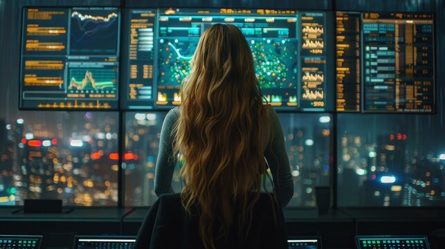 analyst at BI dashboard, business team analyzing fintech data, corporate office setting, strategic marketing planning, trailblazing atmosphere, AI Generative