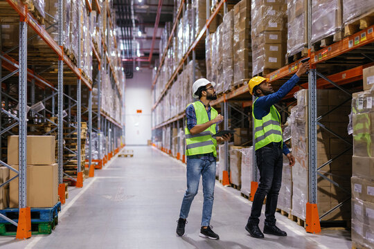 Multicultural loaders storage supply employees 