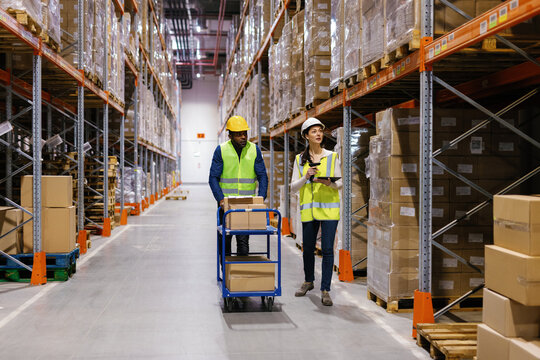 Multicultural workgroup storage service employees business