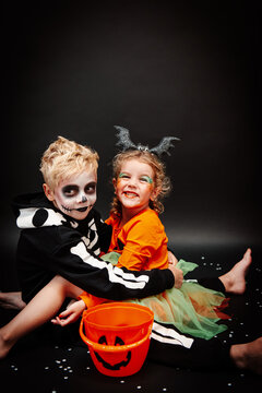 Brother and sister on Halloween