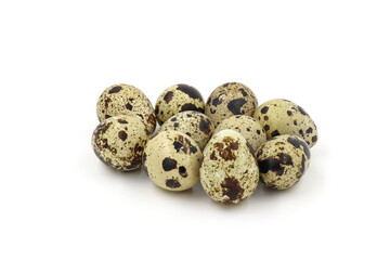 quail eggs on white background