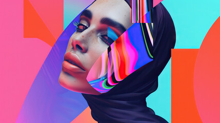 Middle Eastern woman. Contemporary Design. Bold Colors. Empowering Women's Voices