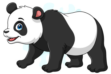 Cartoon panda on white background