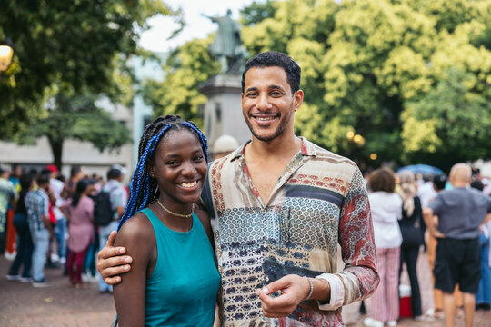 Portrait of two dominican people outdoors