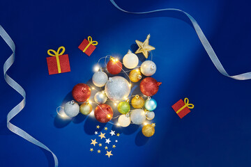 Christmas tree made of colorful presents and gifts.