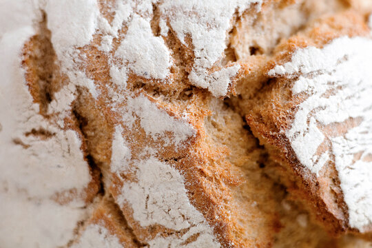 Texture of homemade bread close-up