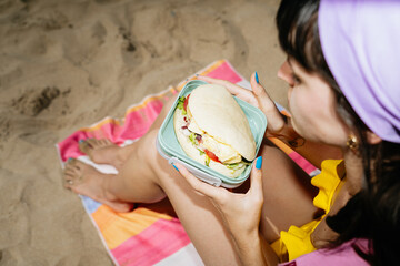 Overhead Beach Sandwich