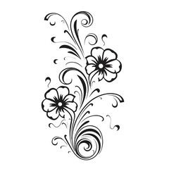 Absrtact stylized black-and-white floral pattern. 