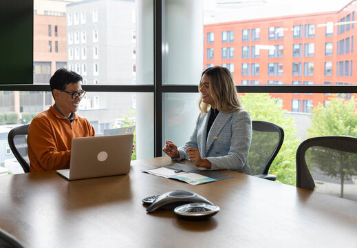 Young transgender Businesswoman  
job interview  with  boss