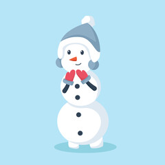 Cute Winter Snowman Character Design Illustration