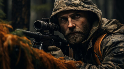 Fototapeta premium Hunter and his Rifle