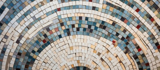 Mosaic details in vintage urban architecture. Textured backdrop with space for text. Blank canvas for design purposes.