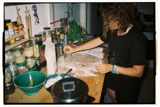 UGC cutting the dough to make homemade pierogi