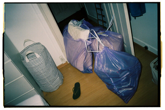 Bags with bed linen for laundry