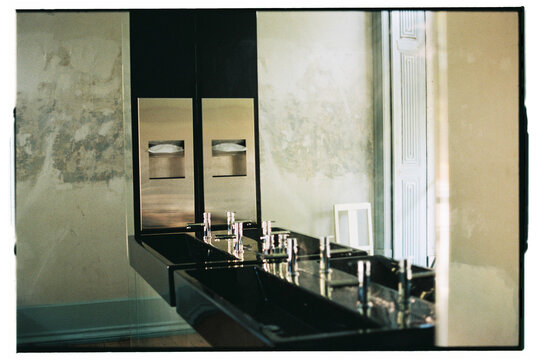 Luxury and stylish public restroom 