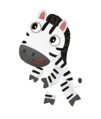 Foto op Canvas cartoon scene with wild animal zebra horse doing things like human on white background illustration for children © honeyflavour