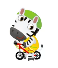 Foto op Canvas cartoon scene with wild animal zebra horse doing things like human on white background illustration for children © honeyflavour