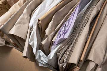 A collection of recycled packaging paper and card
