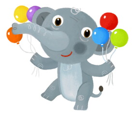 cartoon scene with happy and funny hippo hippopotamus having fun playing on white background illustration for children