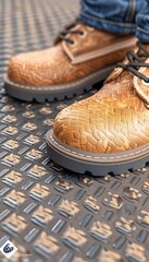 3d concept of form and function in safety footwear meeting global standards with text space