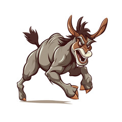 Angry donkey kick. Vector clip art illustration