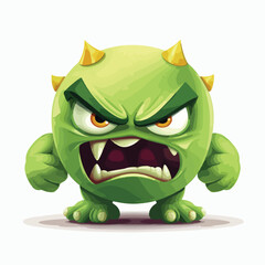 Angry green monster. Vector illustration with simple