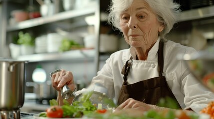 Chef is preparing a meal in the kitchen