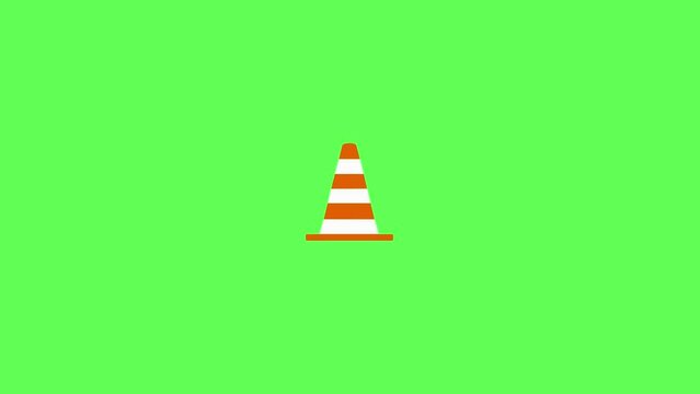 road block sign. Construction caution sign. Traffic cone. Orange road sign with white stripes 3d render video available in 4k Full HD and HD render footage.