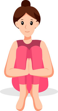 Cute Girl in Yoga Pose Character Design Illustration