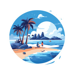 Fototapeta na wymiar Beach icon vector on white background flat vector 