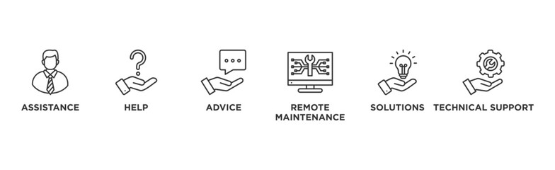 IT Expert banner web icon vector illustration concept with icon of assistance, help, advice, remote maintenance, solutions and technical support	