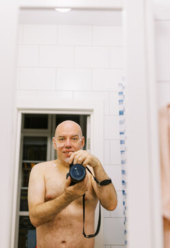 Bald man after shaving