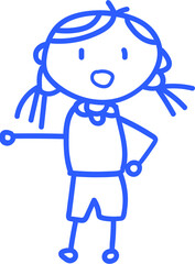 손으로 그린 학교 학생 선생님 라인 일러스트