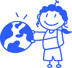 손으로 그린 학교 학생 선생님 라인 일러스트