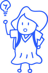 손으로 그린 학교 학생 선생님 라인 일러스트