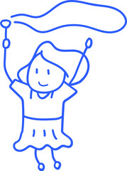 손으로 그린 학교 학생 선생님 라인 일러스트