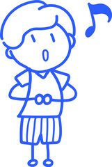 손으로 그린 학교 학생 선생님 라인 일러스트