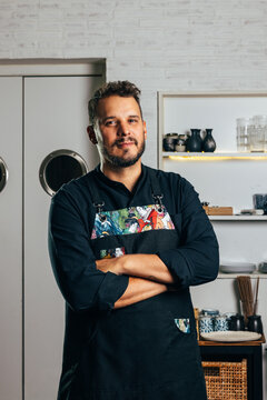 Brazilian chef in contemporary kitchen