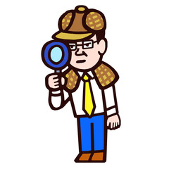 調べる　疑う　イラスト